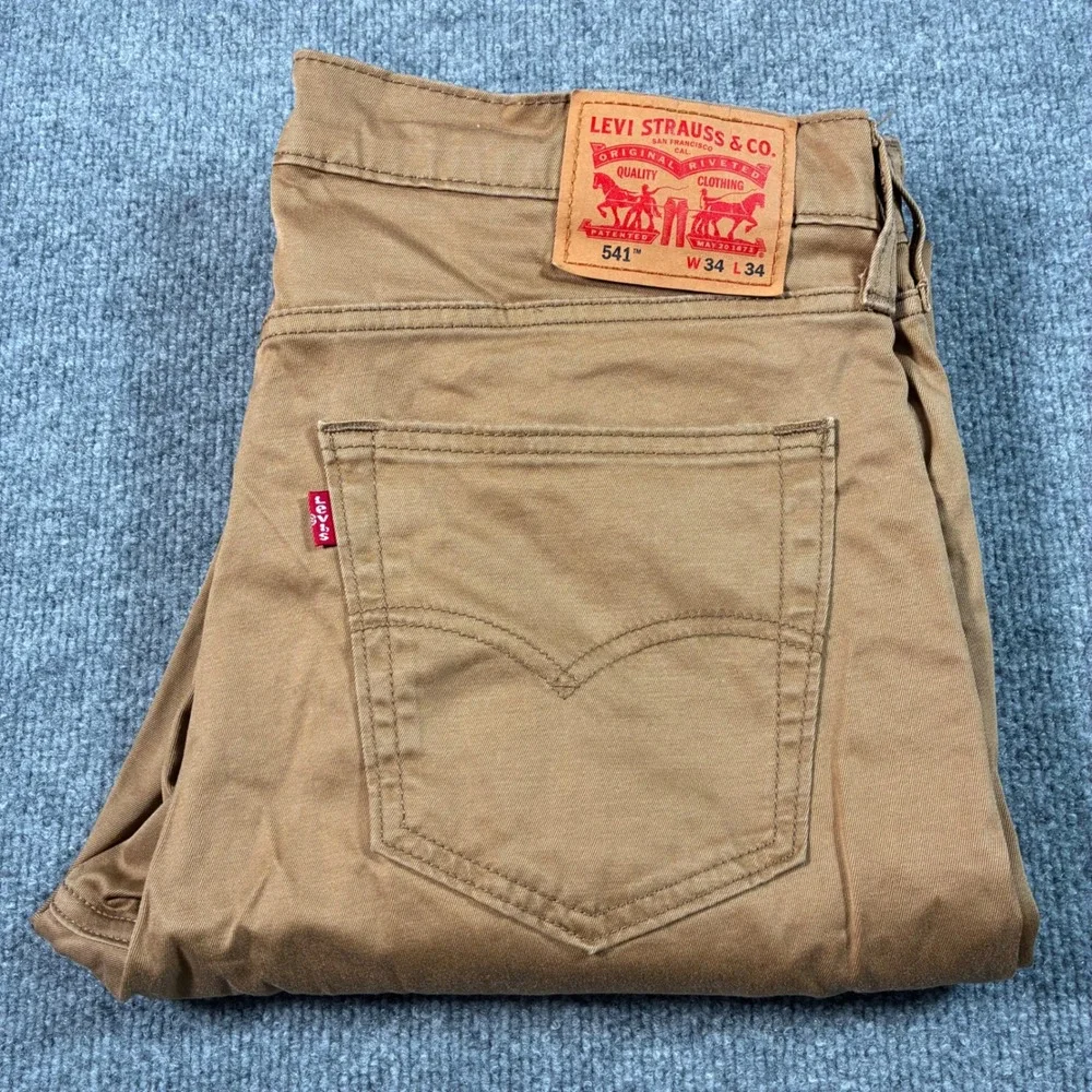 Levi's 541 Athletic Taper Pants Mens 34x34 Brown Stretch Chino Twill 5 Pocket